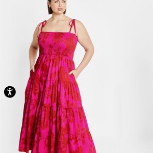 City Chic Vibrant Pink Floral Maxi Dress